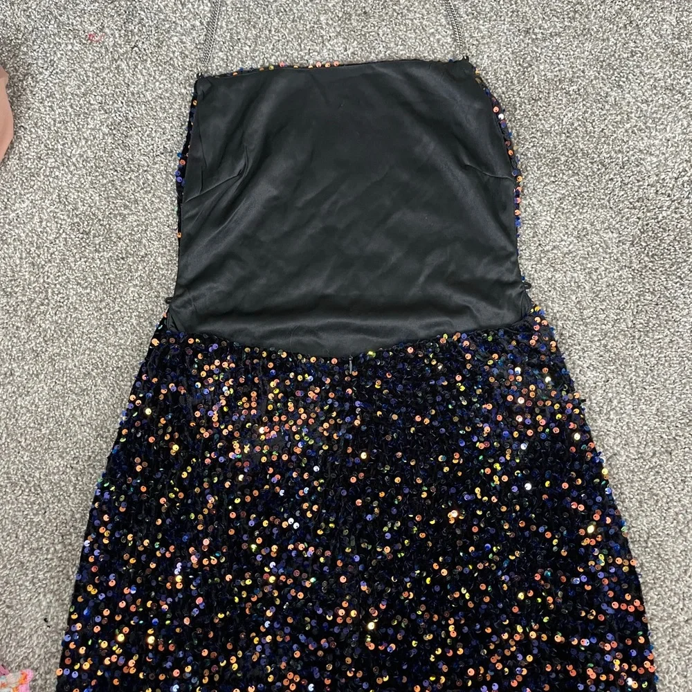 Sexy Black Sequin Mini Dress - Picture 5 of 9